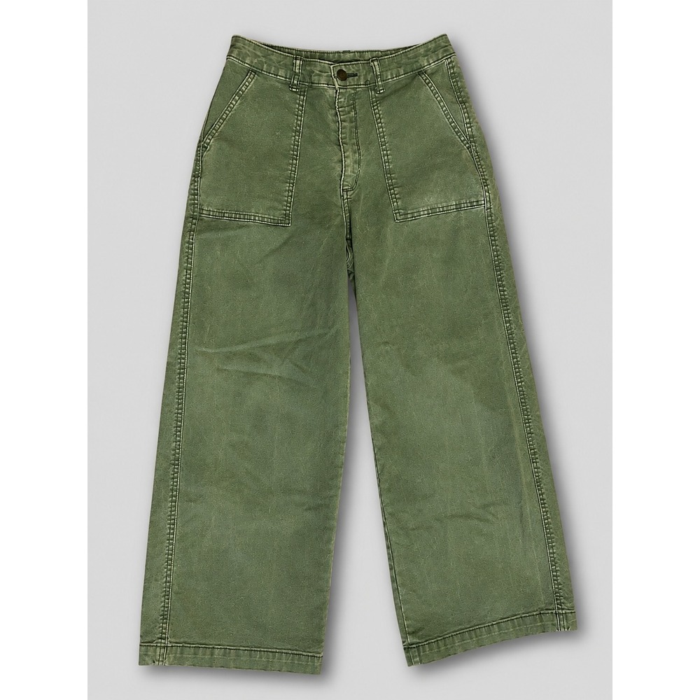 Universal Thread Barrel Leg Jeans Womens 2/26 Green Good High Rise Easy Utility